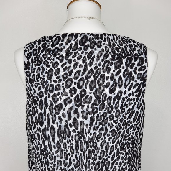 212 Collection Black White Animal Leopard Print Drape Neck Top Size S - Picture 8 of 14